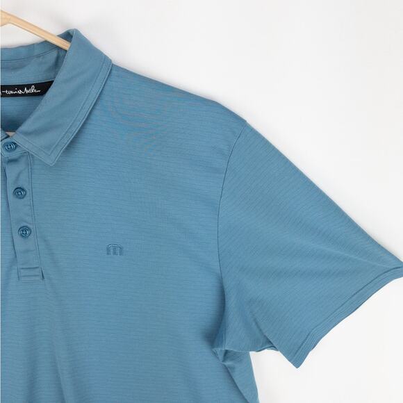 travisMathew Pima Cotton Blend Polo Men's XL Blue Short Sleeve 3-Button Logo - Picture 4 of 10